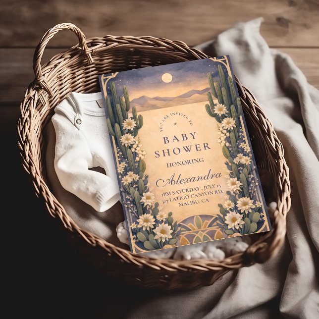 Neutral Southwest Cactus Botanicals Baby Shower Invitation (Creator Uploaded)