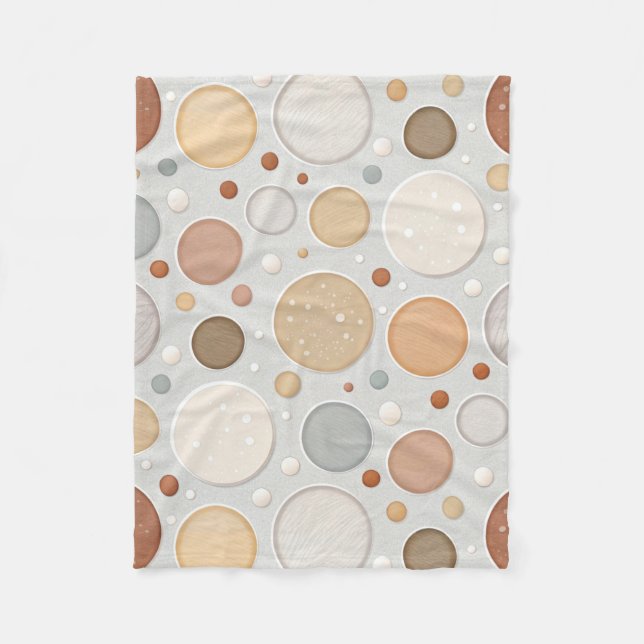 Neutral Spots/circles Fleece Blanket (Front)