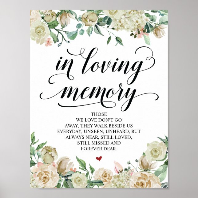 Neutral Spring Elegant Wedding Memorial Table Sign (Front)