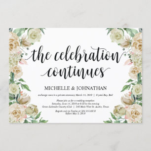 Neutral Spring Elopement Reception Invitation Card