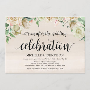 Neutral Spring Elopement Reception Invitation Card