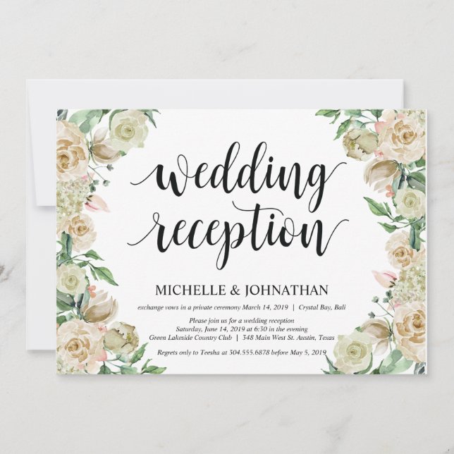 Neutral Spring Elopement Reception Invitation Card (Front)