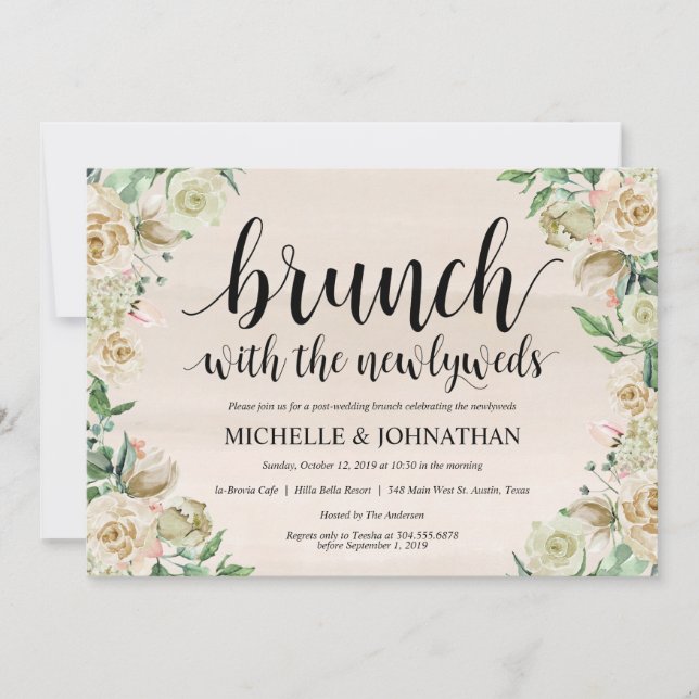 Neutral Spring Post Wedding Brunch Invitation Card (Front)