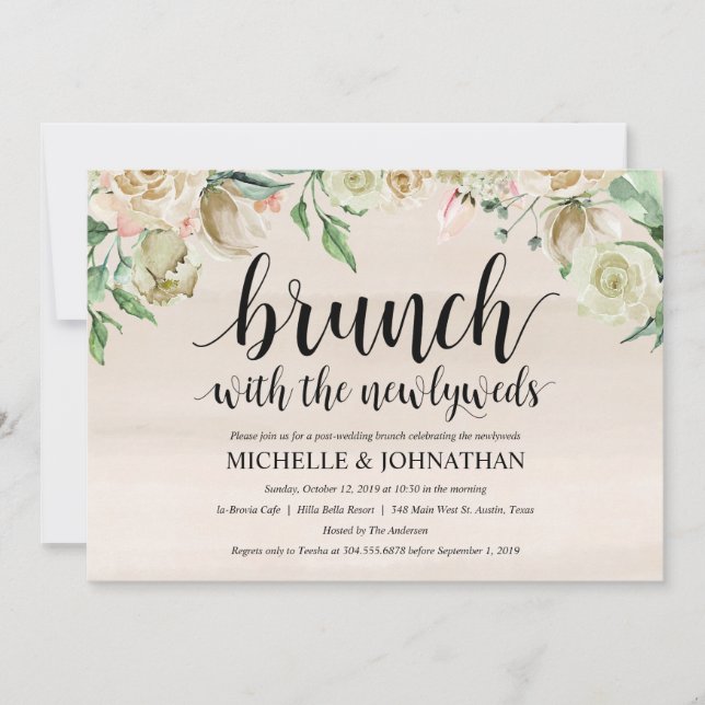 Neutral Spring Post Wedding Brunch Invitation Card (Front)