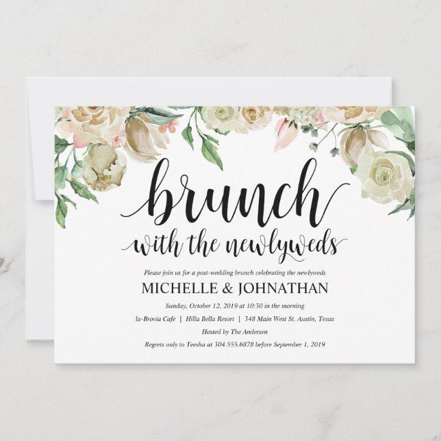 Neutral Spring Post Wedding Brunch Invitation Card (Front)