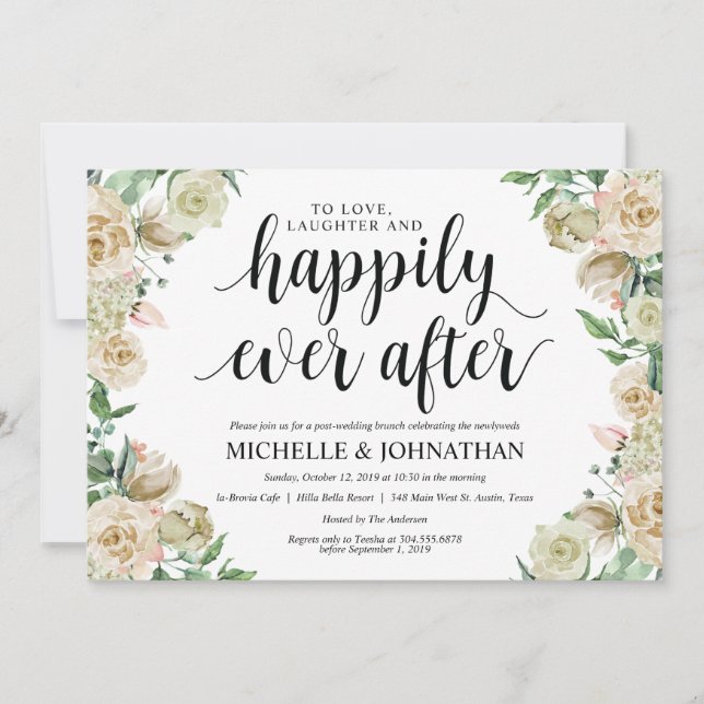 Neutral Spring Post Wedding Brunch Invitation Card (Front)