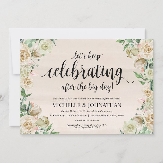 Neutral Spring Post Wedding Brunch Invitation Card (Front)