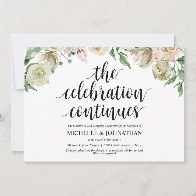 Neutral Spring Wedding Reception Invitation Card (Front)