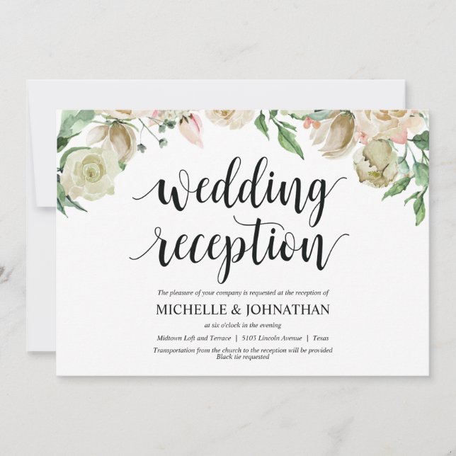 Neutral Spring Wedding Reception Invitation Card (Front)