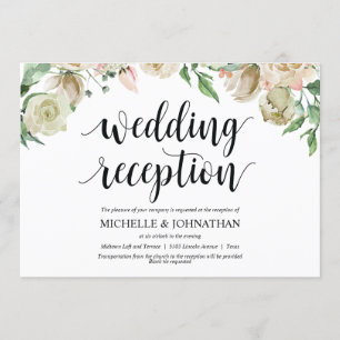 Neutral Spring Wedding Reception Invitation Card