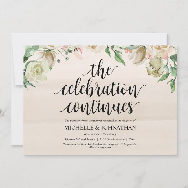 Neutral Spring Wedding Reception Invitation Card (Front)