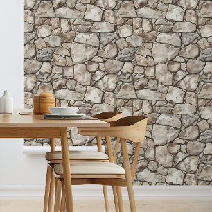 Neutral Stacked Rustic Stone Wallpaper