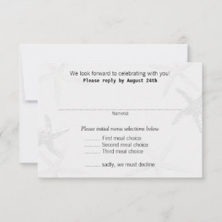 Neutral Starfish Beach Wedding Menu Reply Cards