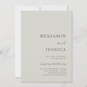 Neutral Stone minimalist wedding invitation