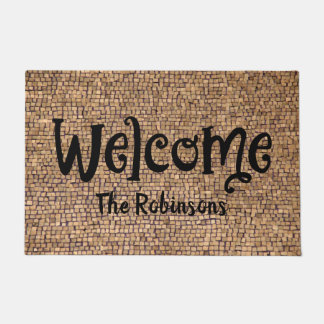 Neutral Stones Name Welcome Door Mat : Large