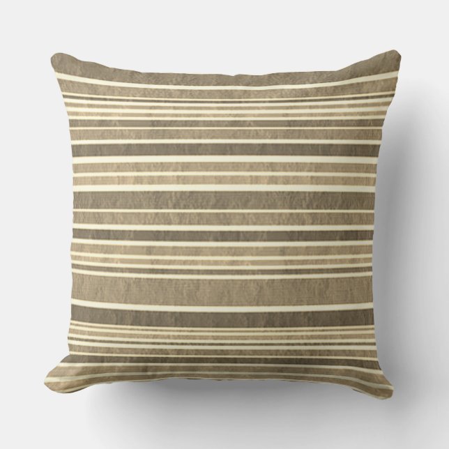 "Neutral Stripe" Minimalist Natural Earth Tone Cushion (Front)