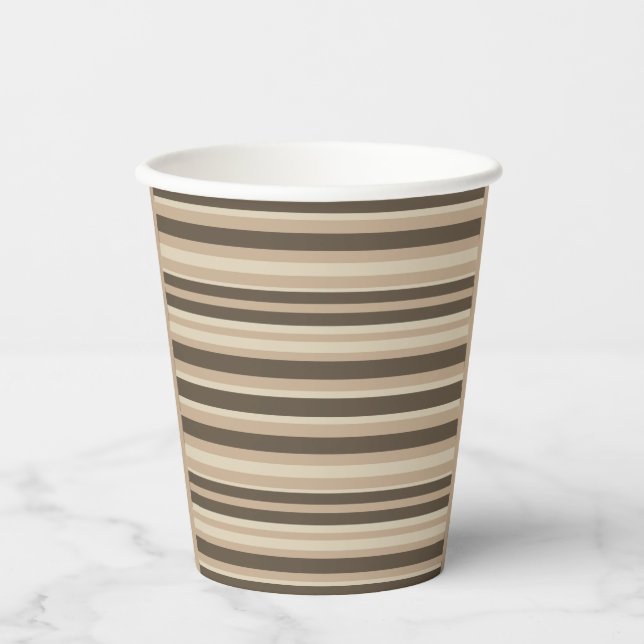 Neutral striped  paper cups (Front)