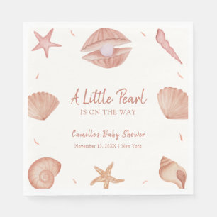 Neutral Summer Ocean Seashell Pearl Baby Shower  Napkin