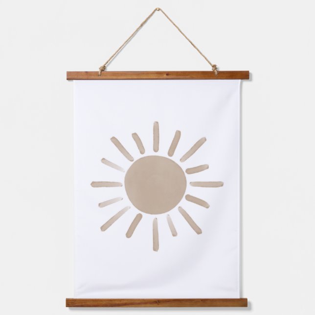 Neutral Sun Boho Nursery Decor Hanging Tapestry (Front)