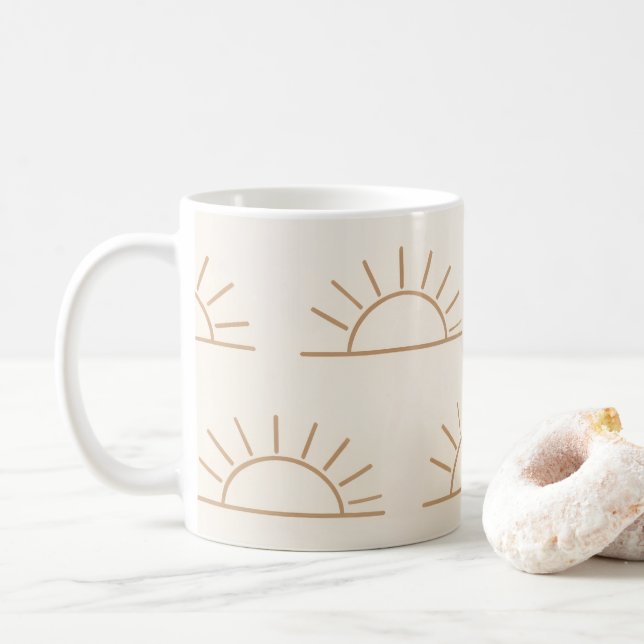 Neutral Sun Mug | Beige Coffee Mug (With Donut)
