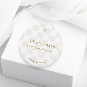 Neutral Tan Checkerboard Boutique Packaging Hang Favour Tags