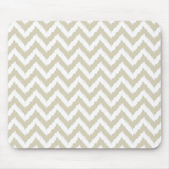Neutral Tan Chevron Pattern Mouse Mat (Front)