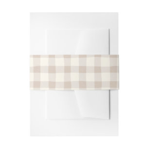 Neutral Tan Gingham Invitation Belly Band