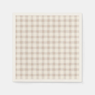 Neutral Tan Gingham  Napkin