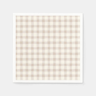 Neutral Tan Gingham  Napkin