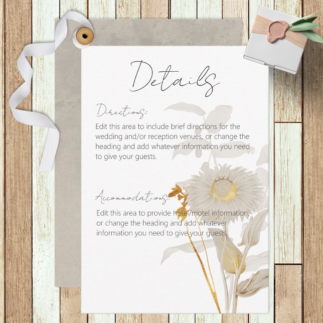Neutral Tan Wildflowers Modern Details Enclosure Card (Creator Uploaded)