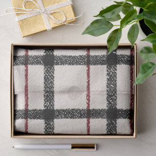 Neutral tartan white black and red tissue paper