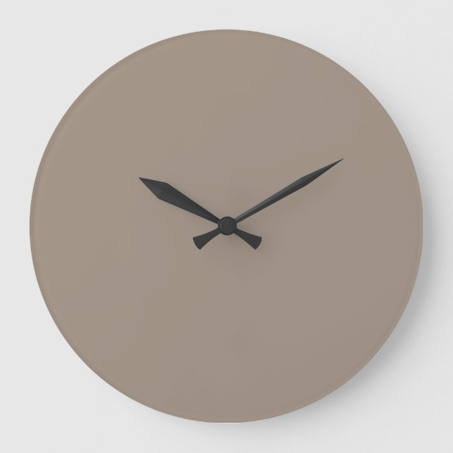 Neutral Taupe Brown Solid Colour Brave Ground Large Clock (Front)