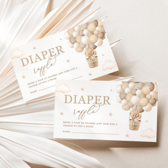 Neutral Teddy Bear Baby Shower Diaper Raffle Enclosure Card (Creator Uploaded)