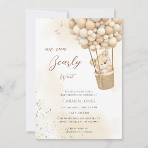 Neutral Teddy Bear Baby Shower Invitation