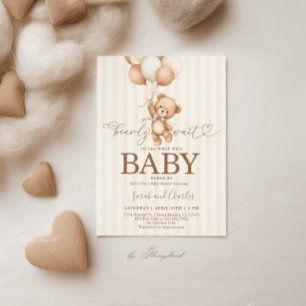 Neutral Teddy Bear Baby Shower Invitation