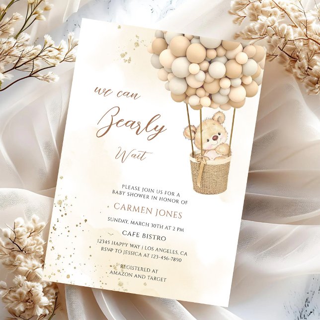 Neutral Teddy Bear Baby Shower Invitation (Creator Uploaded)