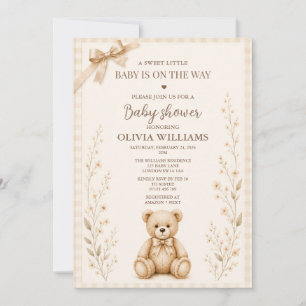 Neutral Teddy Bear Baby Shower Invitation