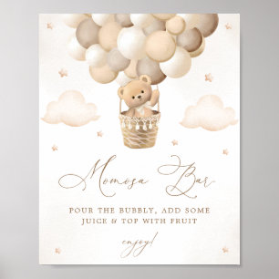 Neutral Teddy Bear Baby Shower Mimosa Bar Poster