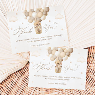 Neutral Teddy Bear Baby Shower Thank You Card