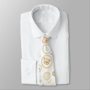 Neutral Teddy Bear Circle Pattern Beige Baby (1) Tie