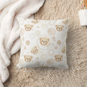 Neutral Teddy Bear Circle Pattern Beige Baby (2) Cushion