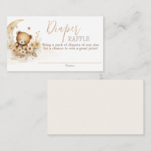 Neutral Teddy Bear Diaper Raffle Card