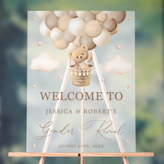 Neutral Teddy Bear Gender Reveal Welcome  Acrylic Sign (Neutral)