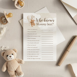 Neutral Teddy Bear Who Know Mummy Best Game Card