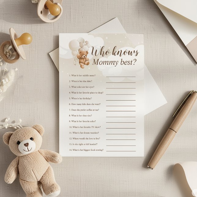 Neutral Teddy Bear Who Know Mummy Best Game Card (Creator Uploaded)