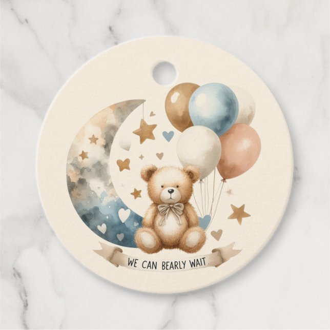 Neutral Teddy Gender Reveal - Favour Tag (Front)