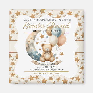 Neutral Teddy Gender Reveal Magnet