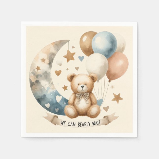 Neutral Teddy Gender Reveal - Napkins (Front)