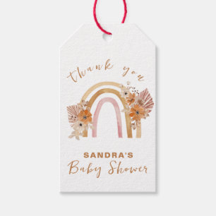 Neutral Terracotta Boho Rainbow Floral Baby Shower Gift Tags
