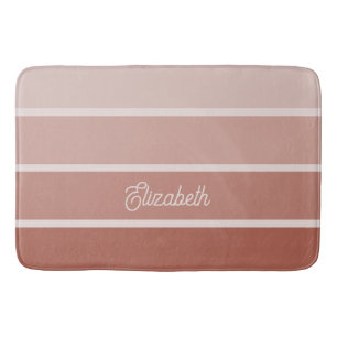 Neutral Terracotta Ombre Stripes with Script Bath Mat